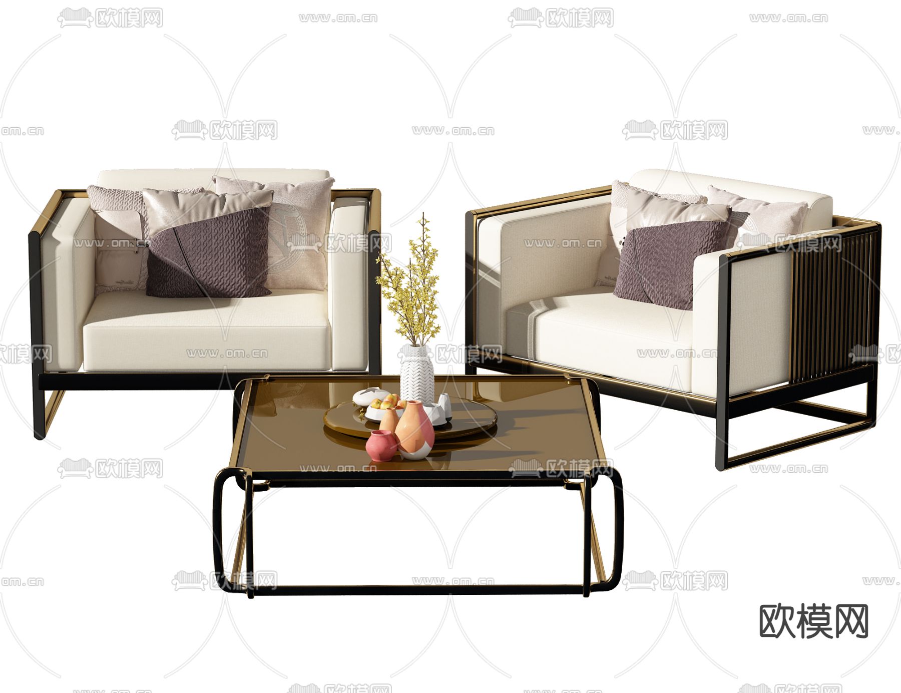 贵宾沙发 洽谈沙发3d模型下载