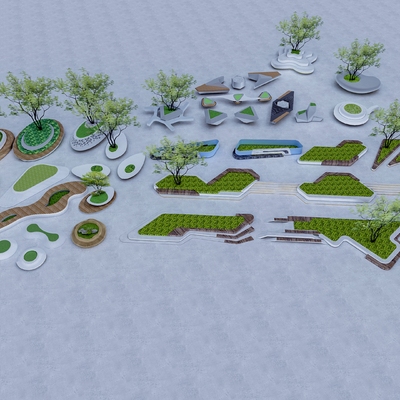  异形树池 广场树池su模型 