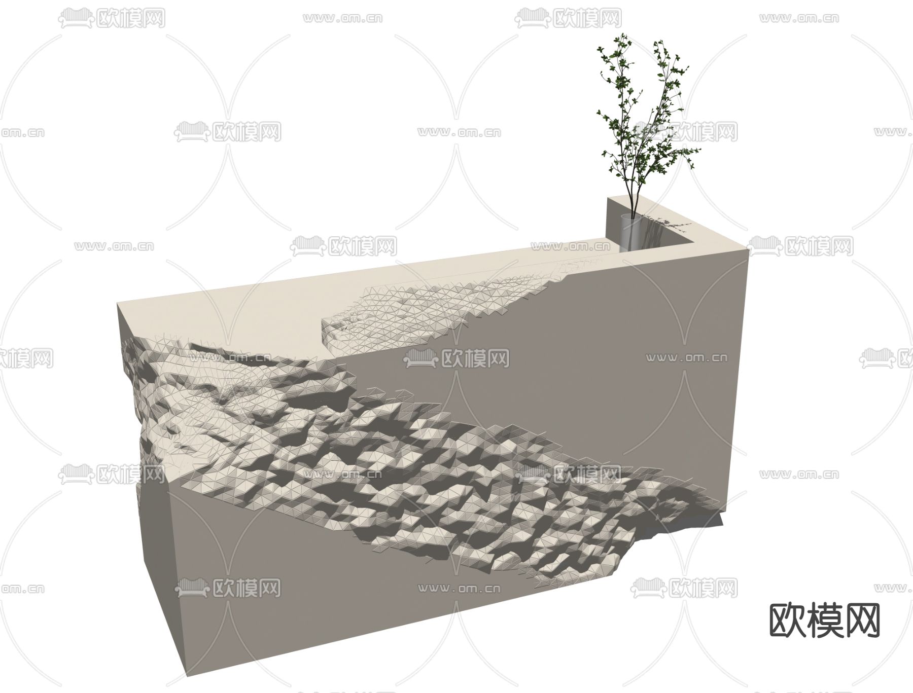 侘寄风前台 接待台su模型下载（渲染图2）