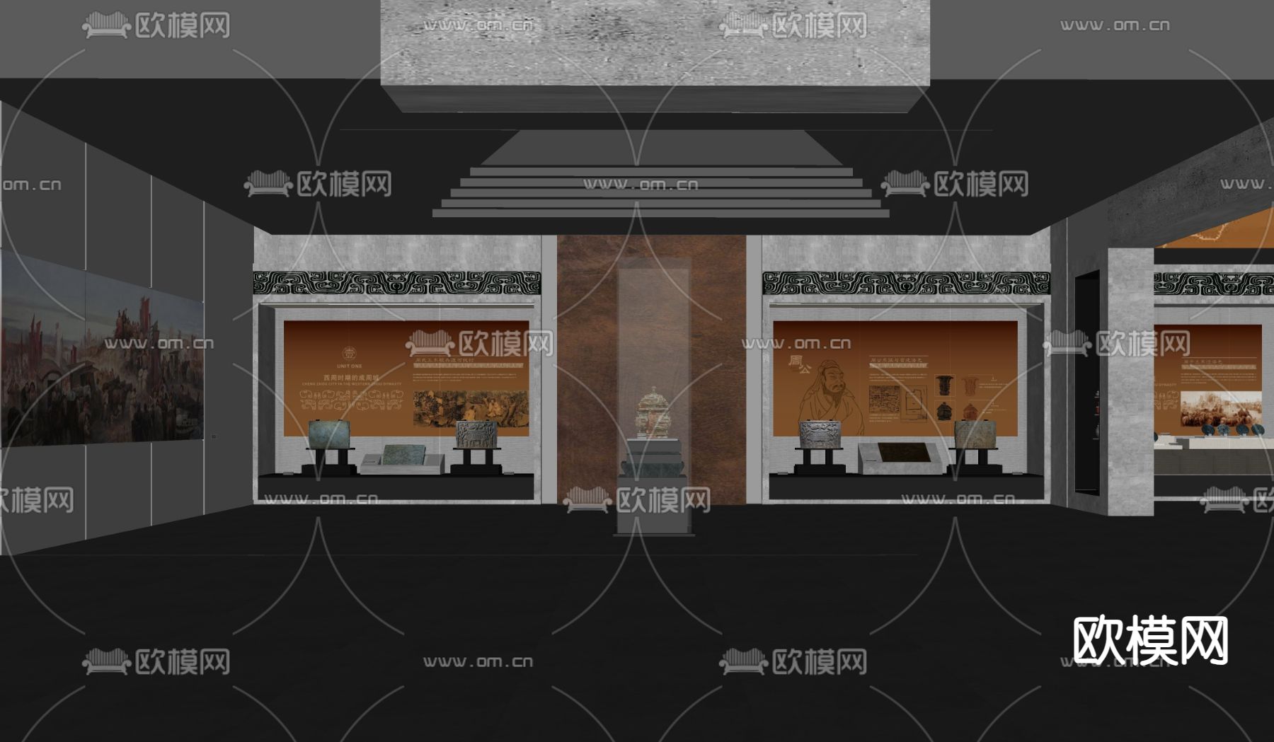 新中式展厅su模型下载（渲染图2）