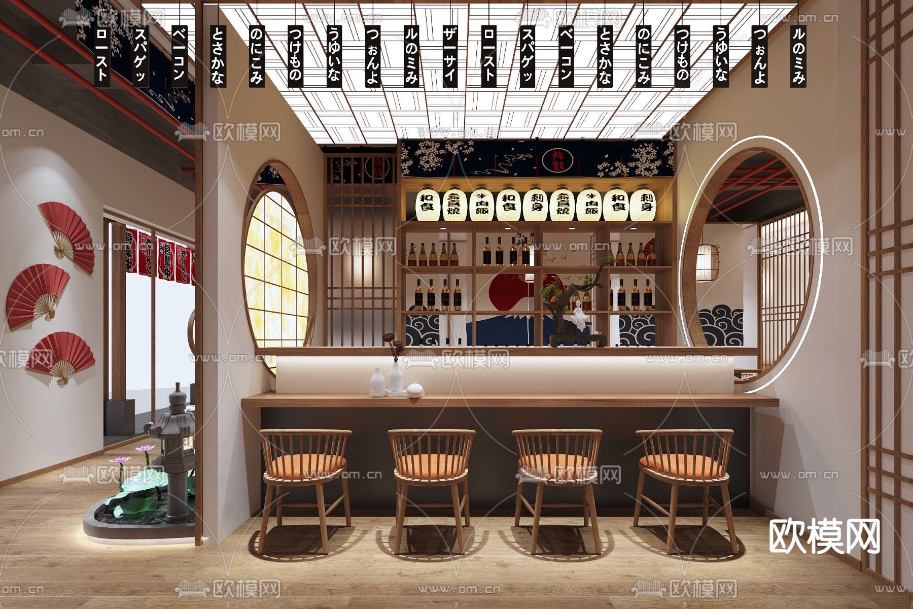日式料理店 3d模型下载（渲染图3）