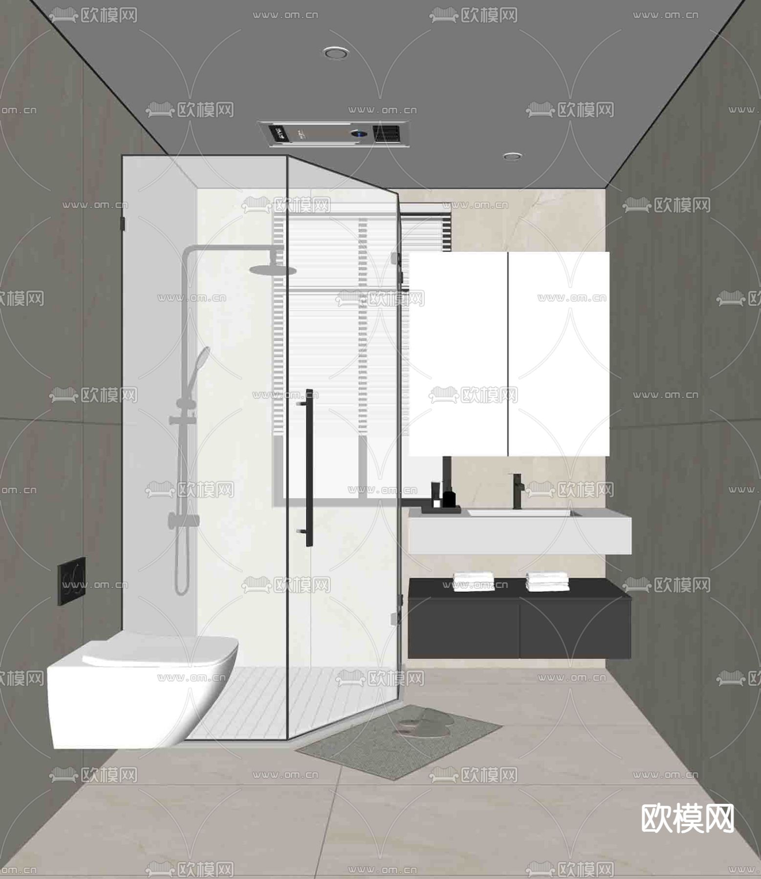 卫生间 浴室 洗手间su模型下载（渲染图2）