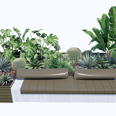  户外座凳 花箱su模型 