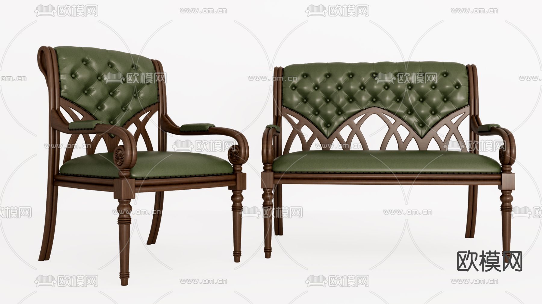 欧式休闲椅su模型下载（渲染图1）