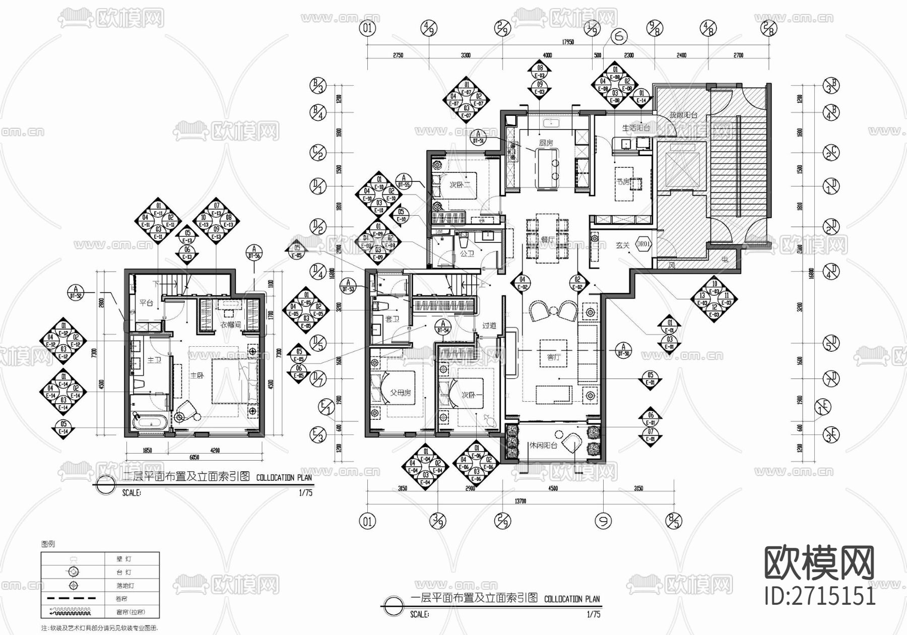 样板房cad平面图下载（渲染图1）