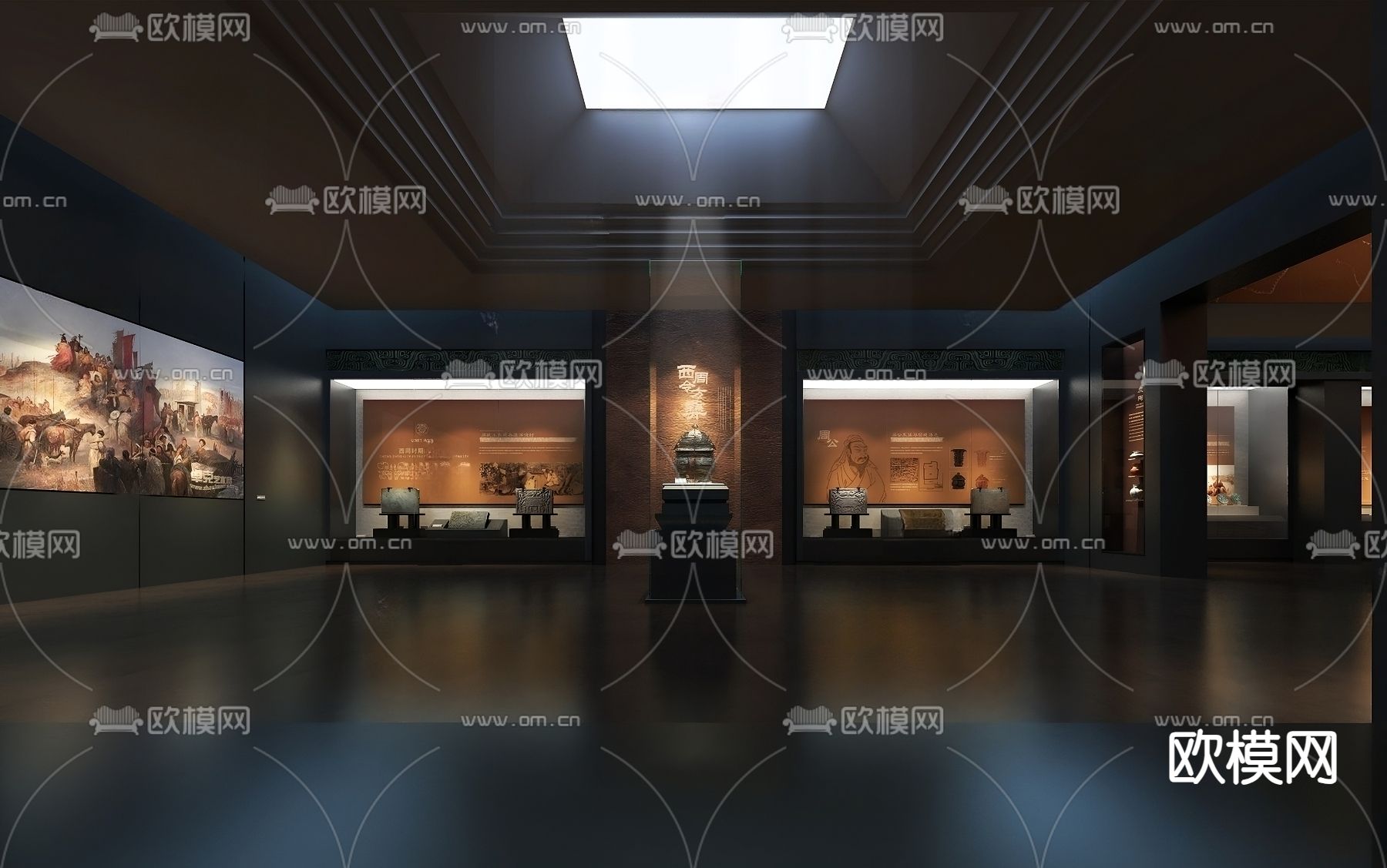 新中式展厅su模型下载（渲染图1）