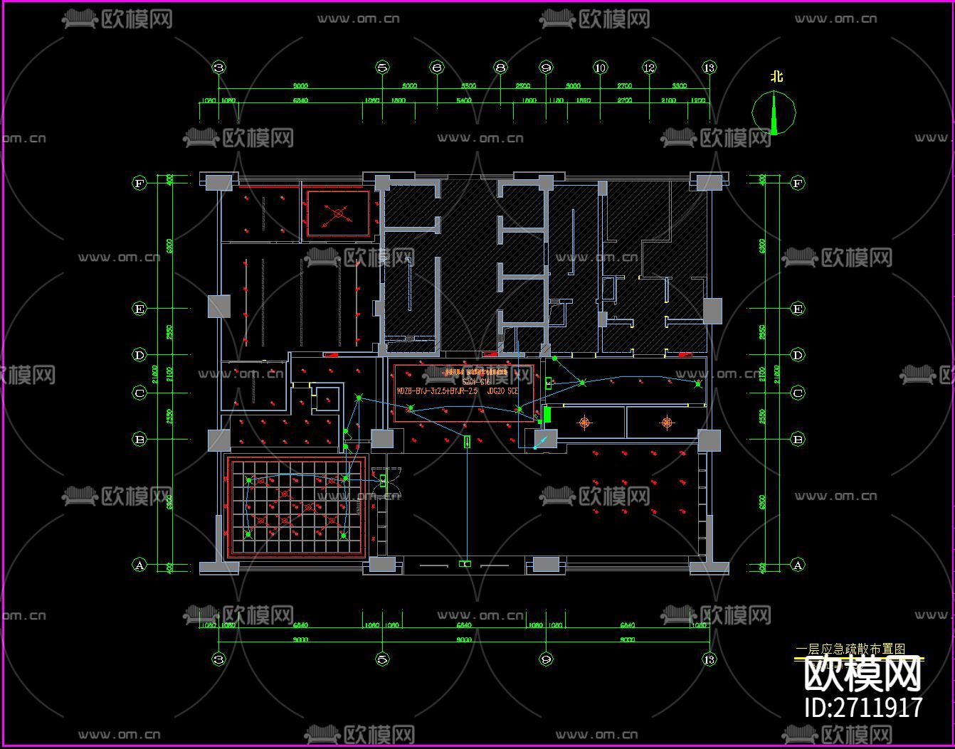 中式办公楼CAD施工图下载（渲染图6）