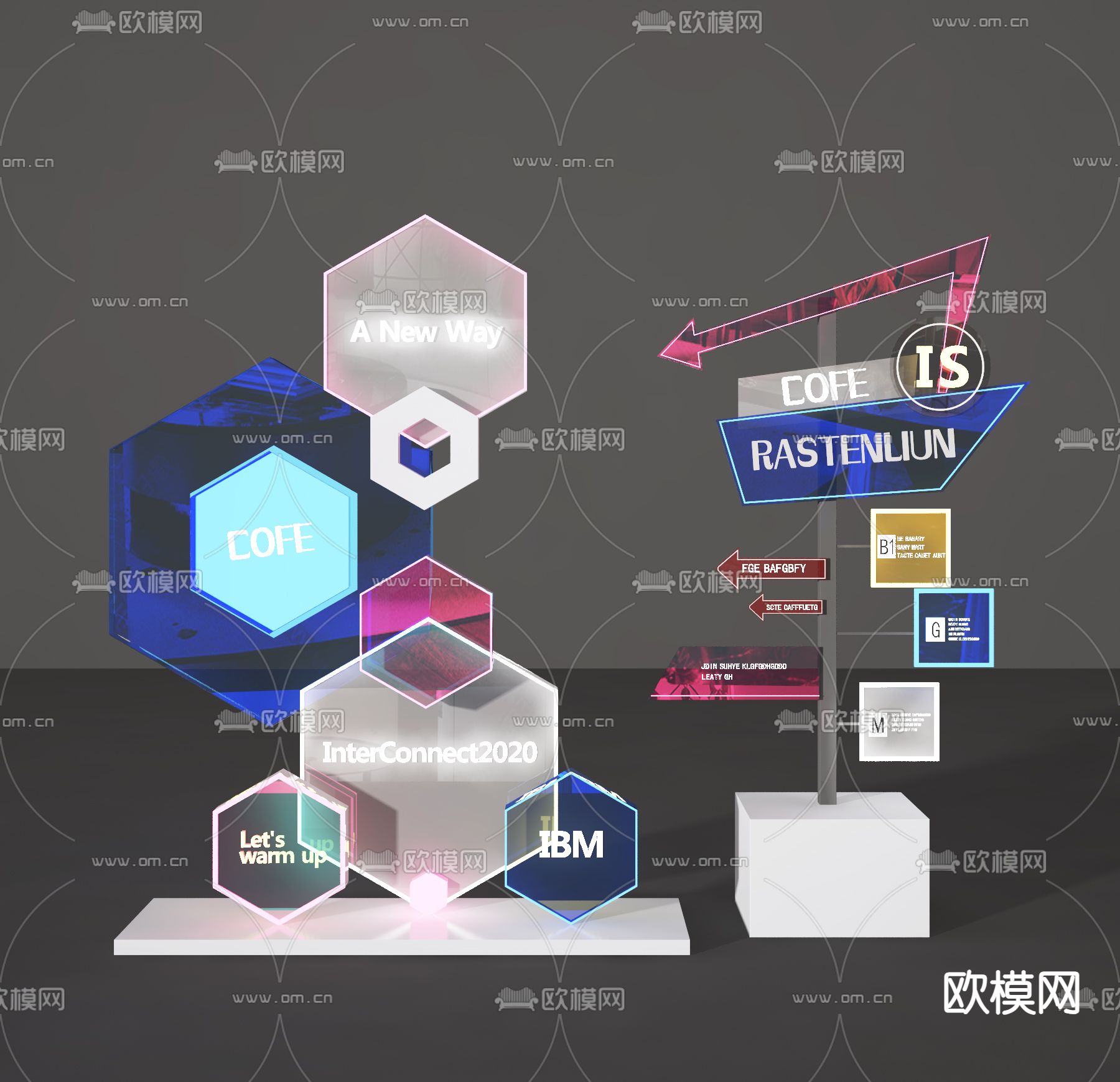 商业美陈 指示牌 导视牌su模型下载（渲染图1）