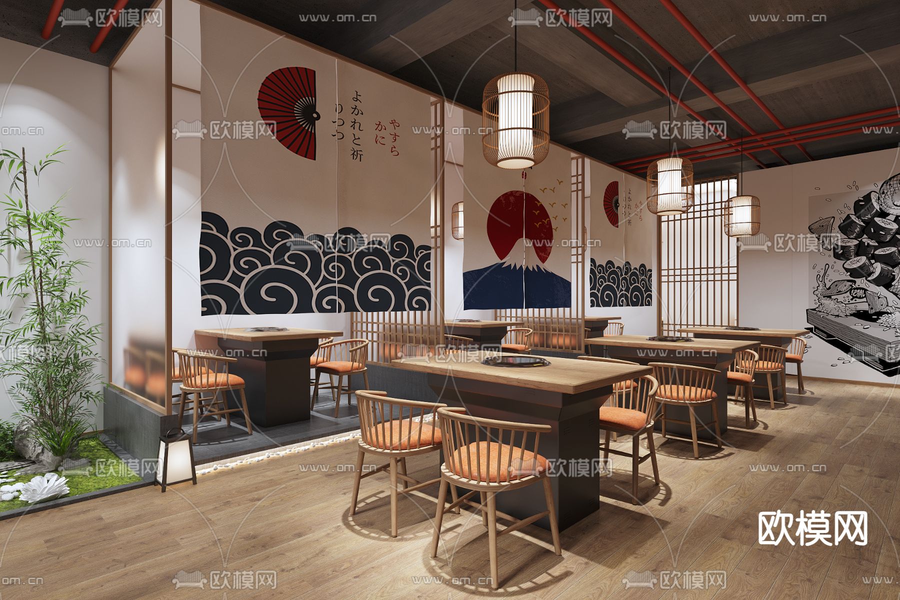 日式料理店 3d模型下载（渲染图5）