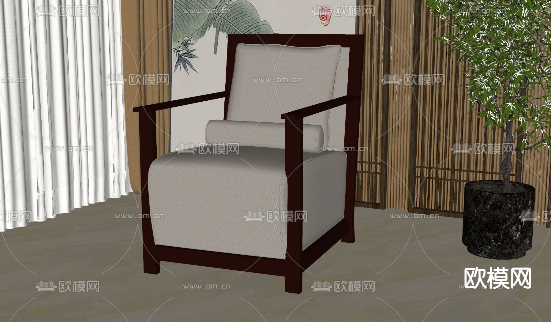 休闲沙发su模型下载（渲染图2）