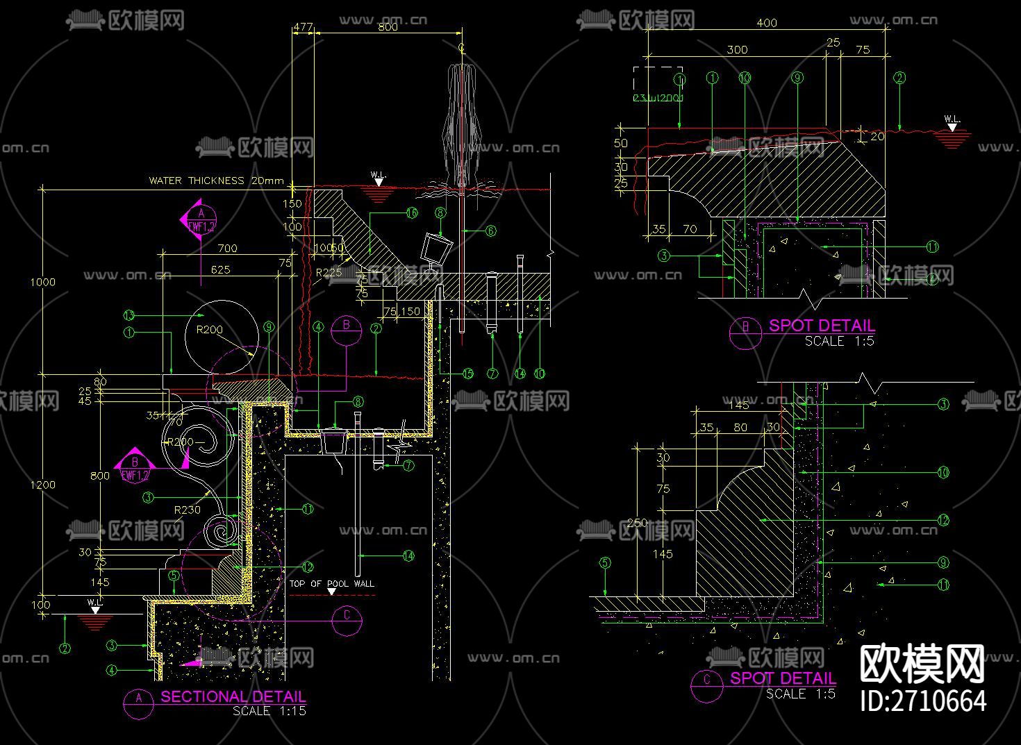 跌水叠泉节点大样下载（渲染图7）