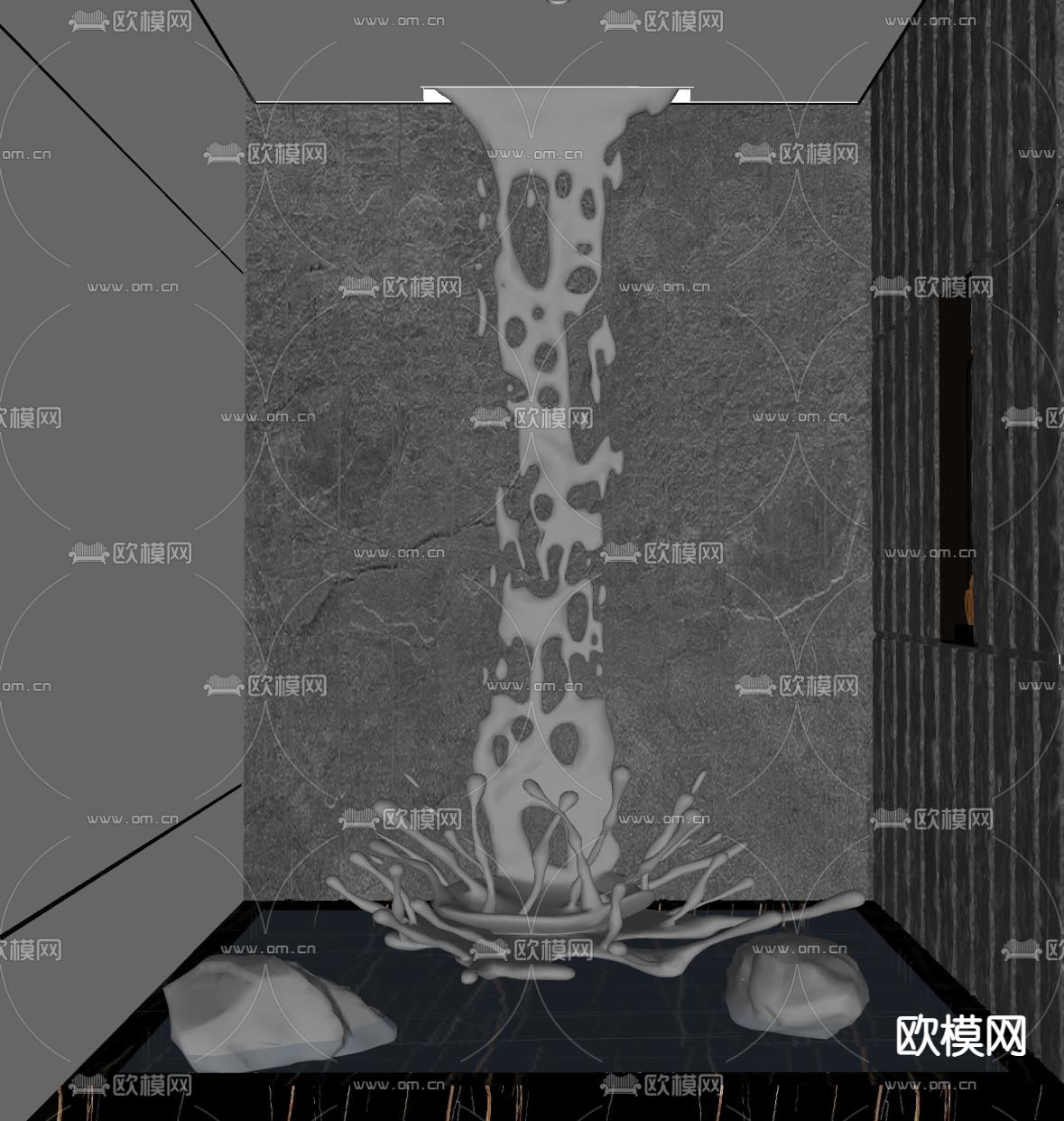 金属跌水雕塑 艺术装置su模型下载（渲染图2）