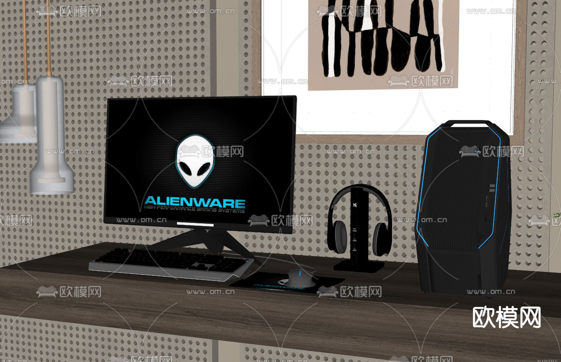 现代台式电脑su模型下载（渲染图2）