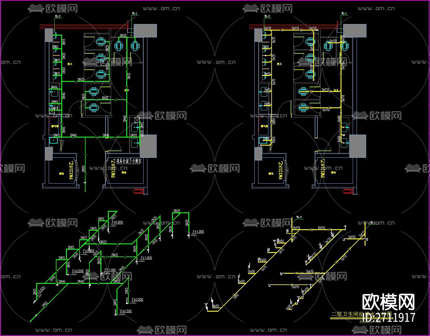 中式办公楼CAD施工图下载（渲染图7）
