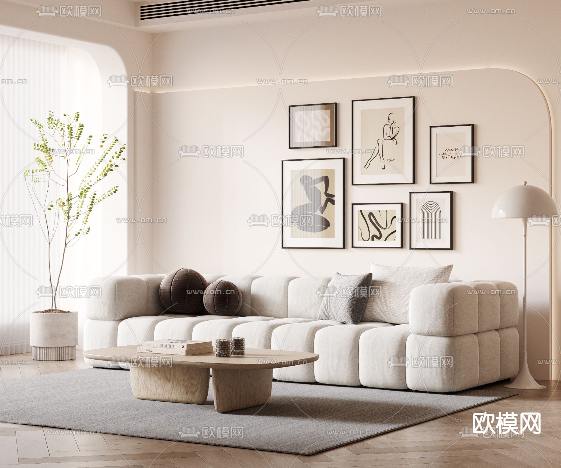 多人沙发 软体沙发3d模型下载