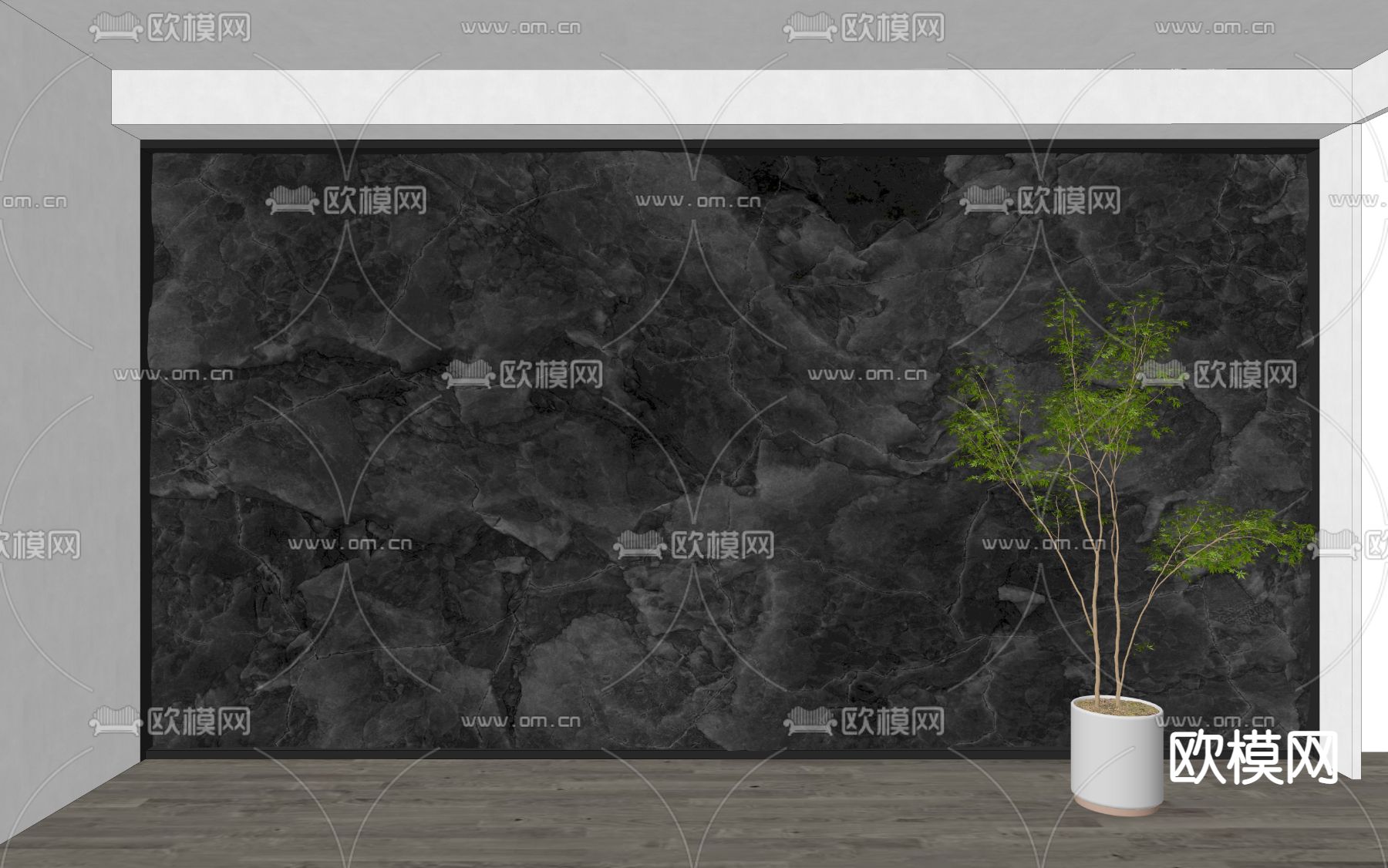 毛石背景墙su模型下载（渲染图2）