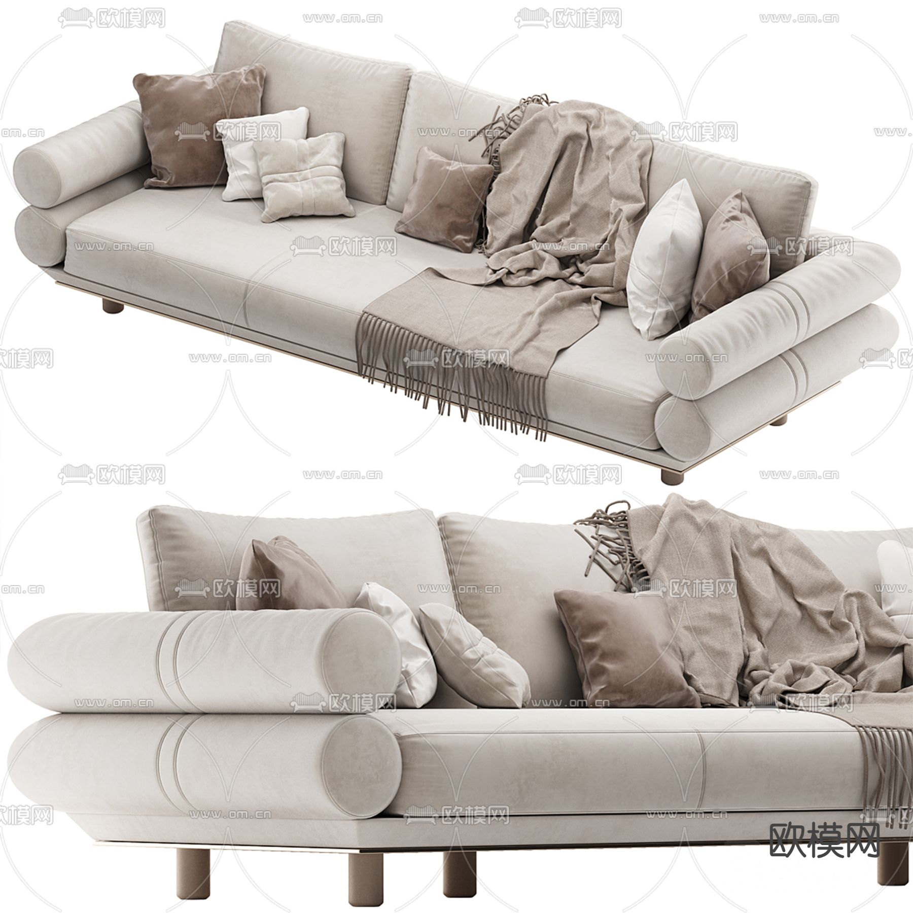 Longhi 多人沙发  三人沙发3d模型下载（渲染图2）