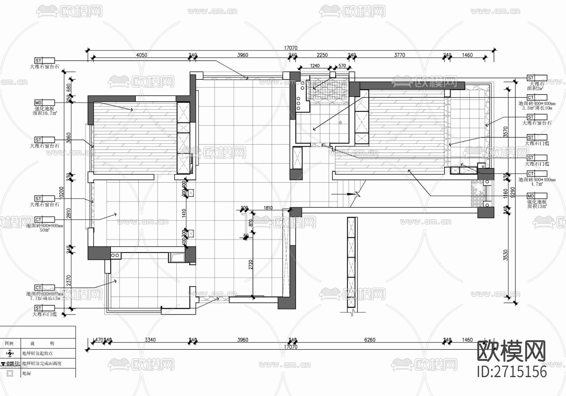 样板房cad平面图下载（渲染图2）