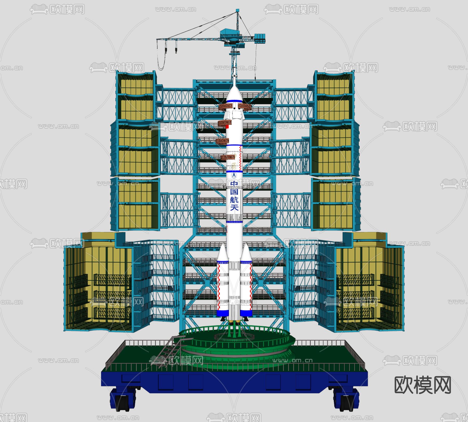 卫星发射塔 火箭 人造卫星su模型下载（渲染图2）