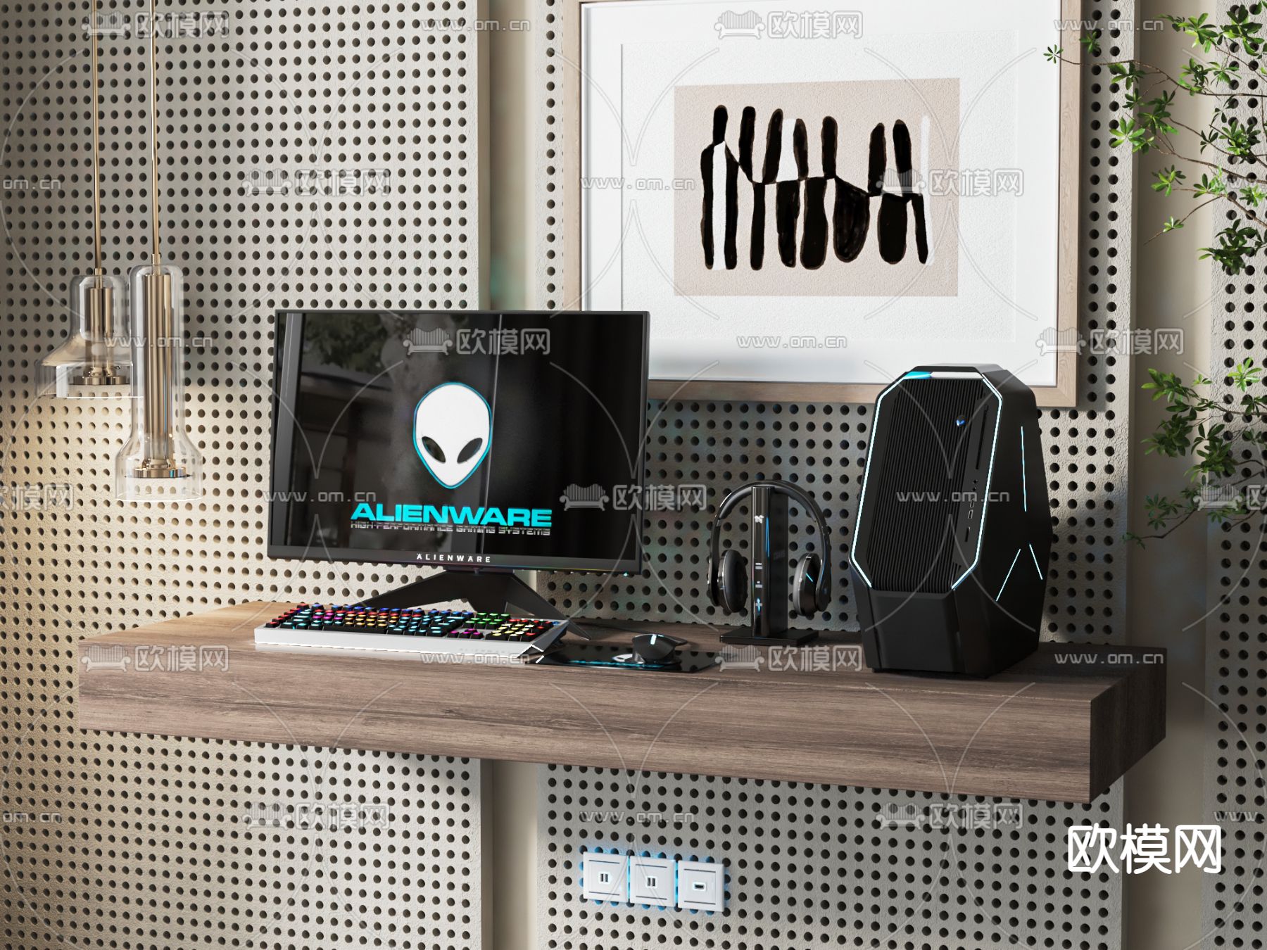 现代台式电脑su模型下载（渲染图1）