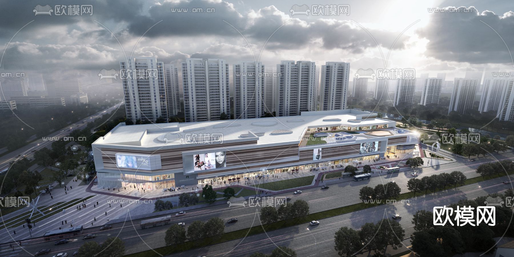 商业综合体su模型下载（渲染图1）