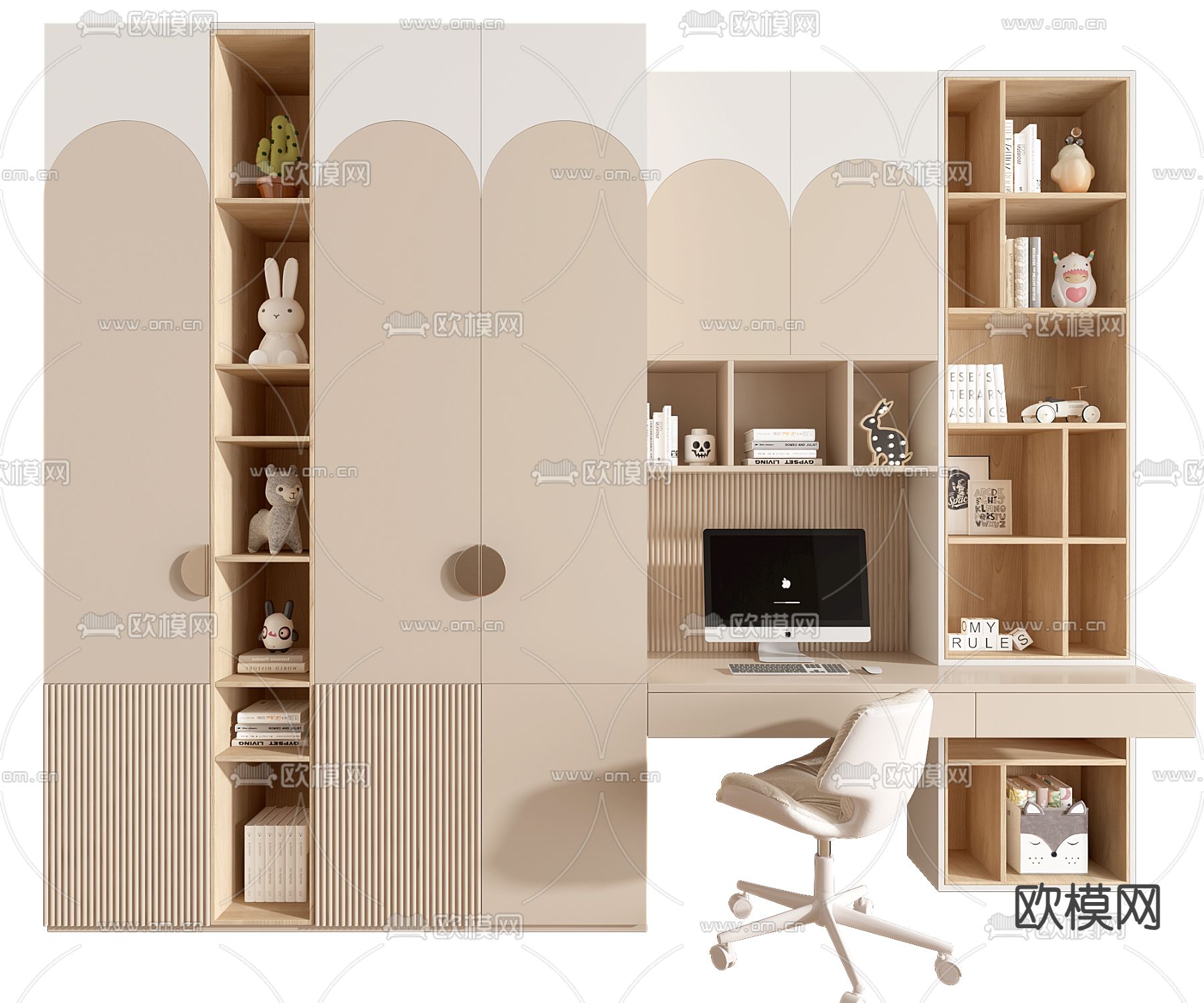 儿童书桌 书柜3d模型下载
