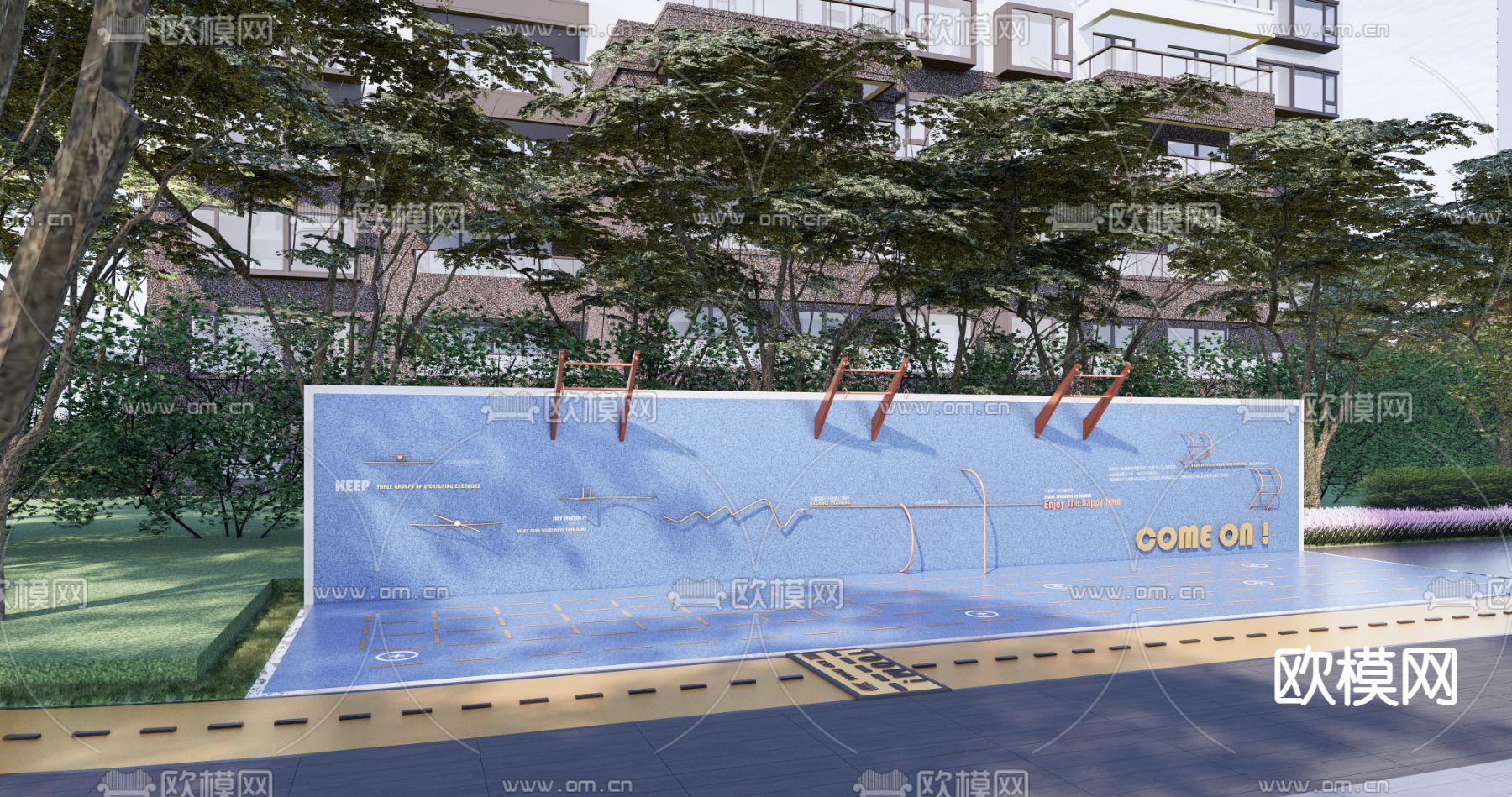 健身互动墙su模型下载（渲染图1）