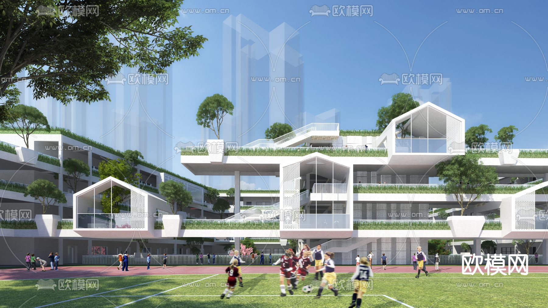 小学 学校su模型下载（渲染图2）