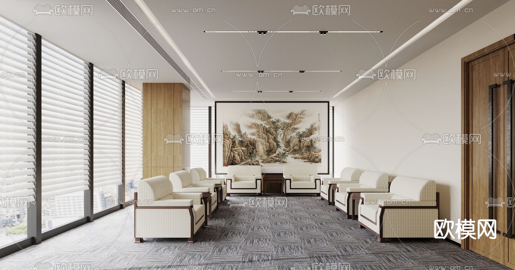 新中式接待室su模型下载_ID14157752_sketchup模型下载-欧模网