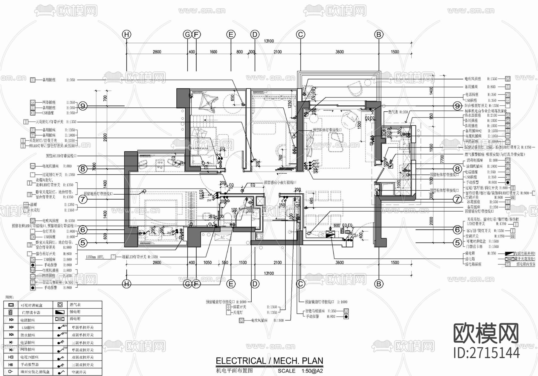 样板房cad平面图下载（渲染图5）