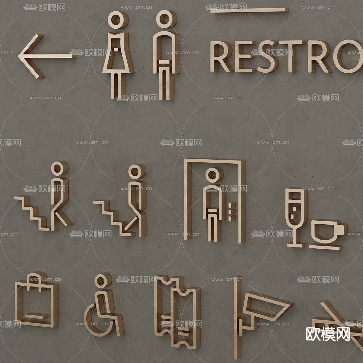 指示牌 路标su模型下载（渲染图3）
