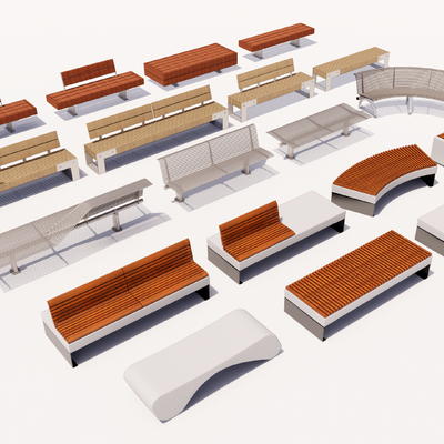  户外椅 公园椅su模型 