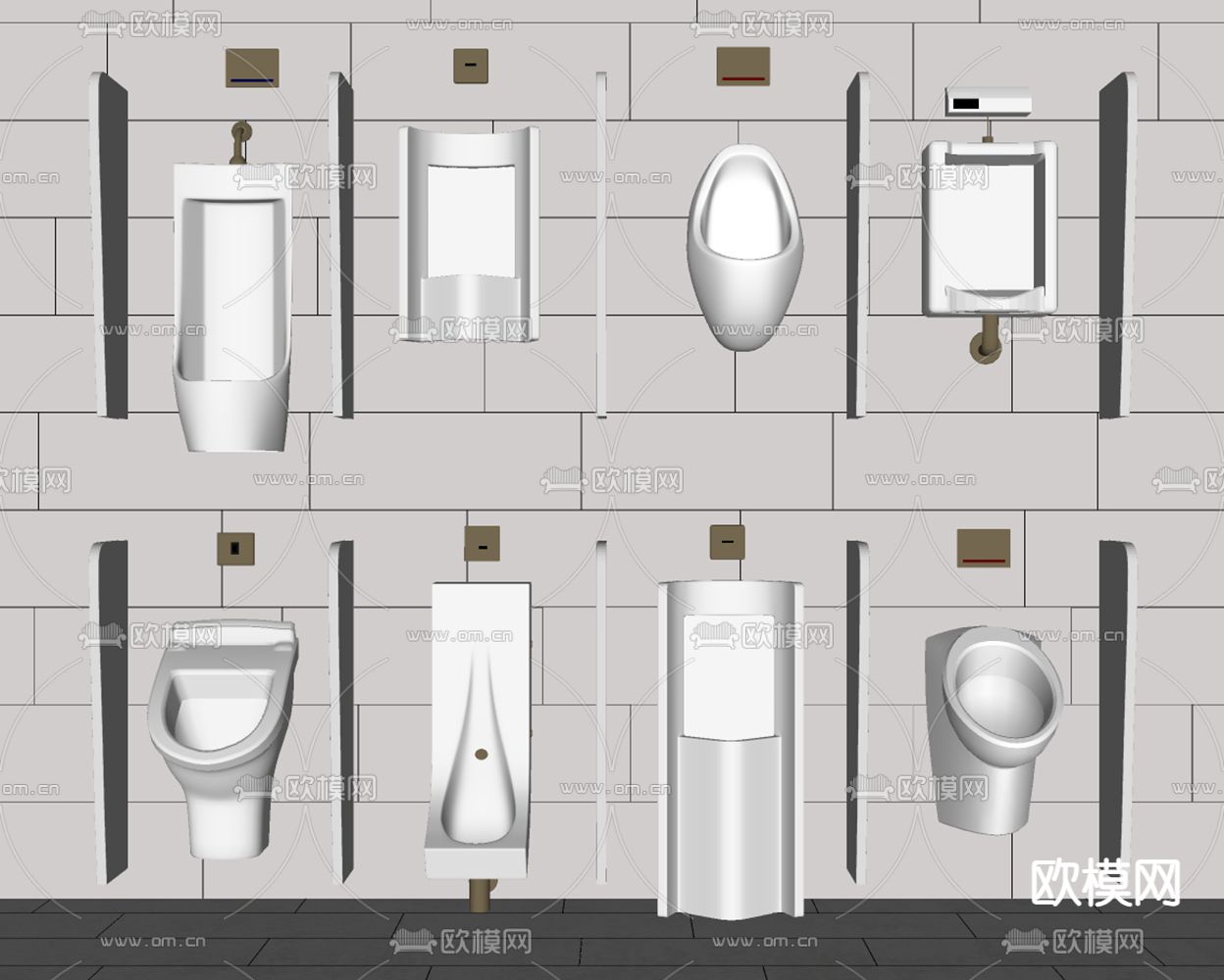 小便斗 小便池su模型下载（渲染图2）