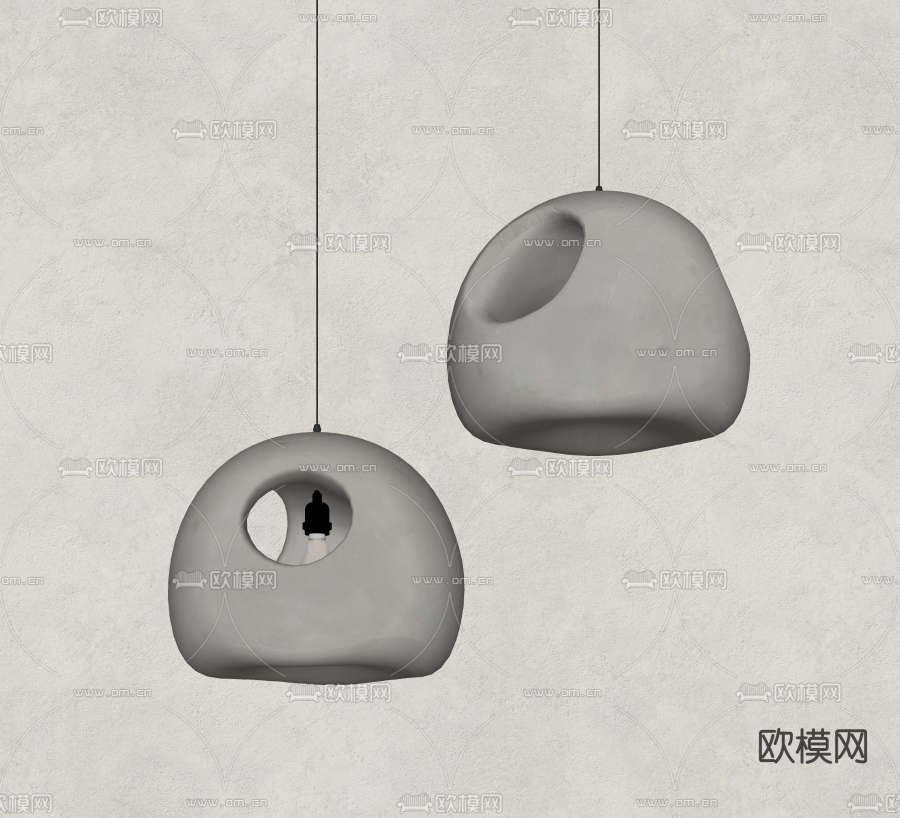 侘寂风创意吊灯su模型下载（渲染图2）