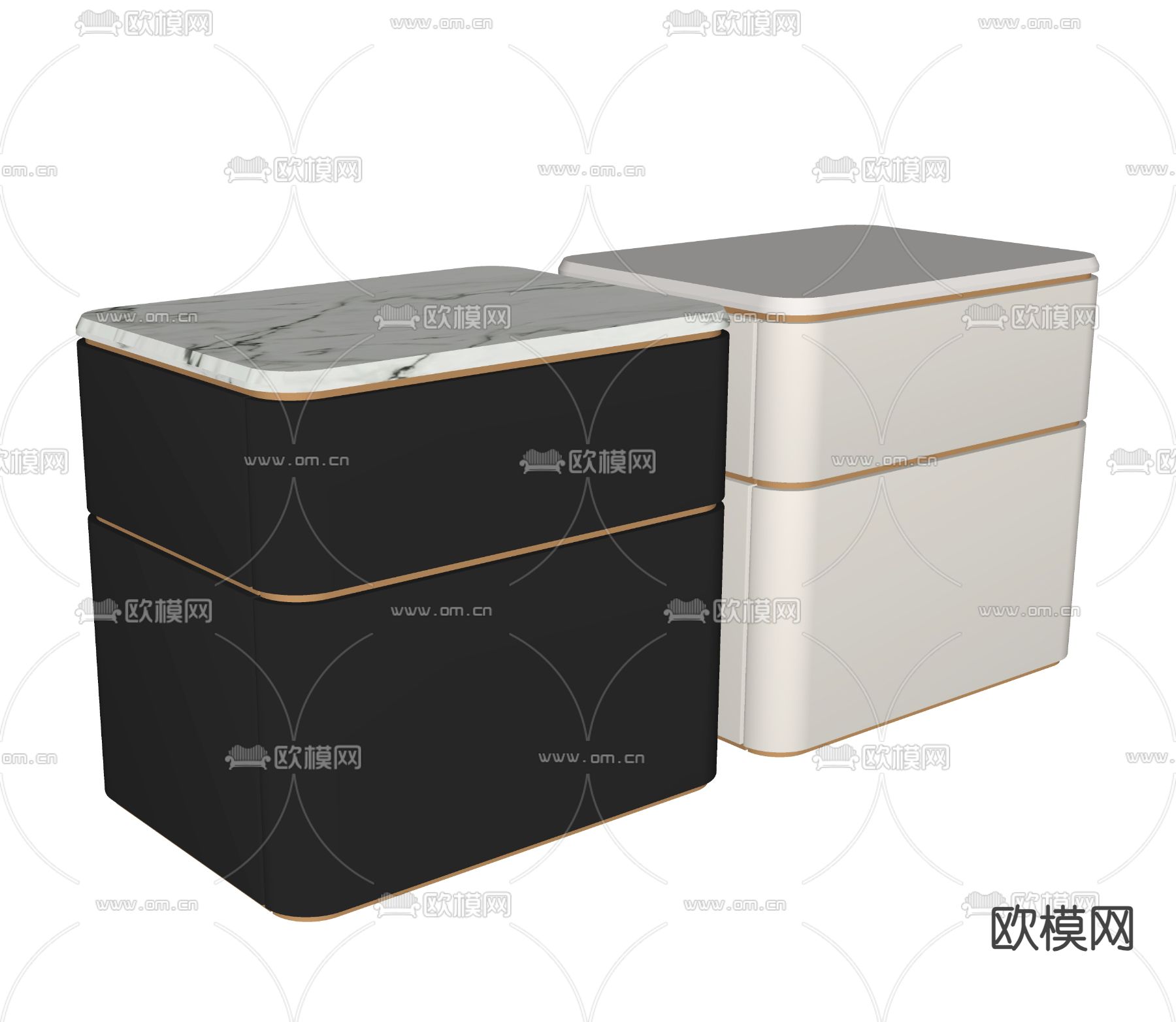 Fendi 床头柜su模型下载（渲染图3）