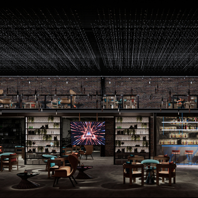  工业风酒吧su模型 