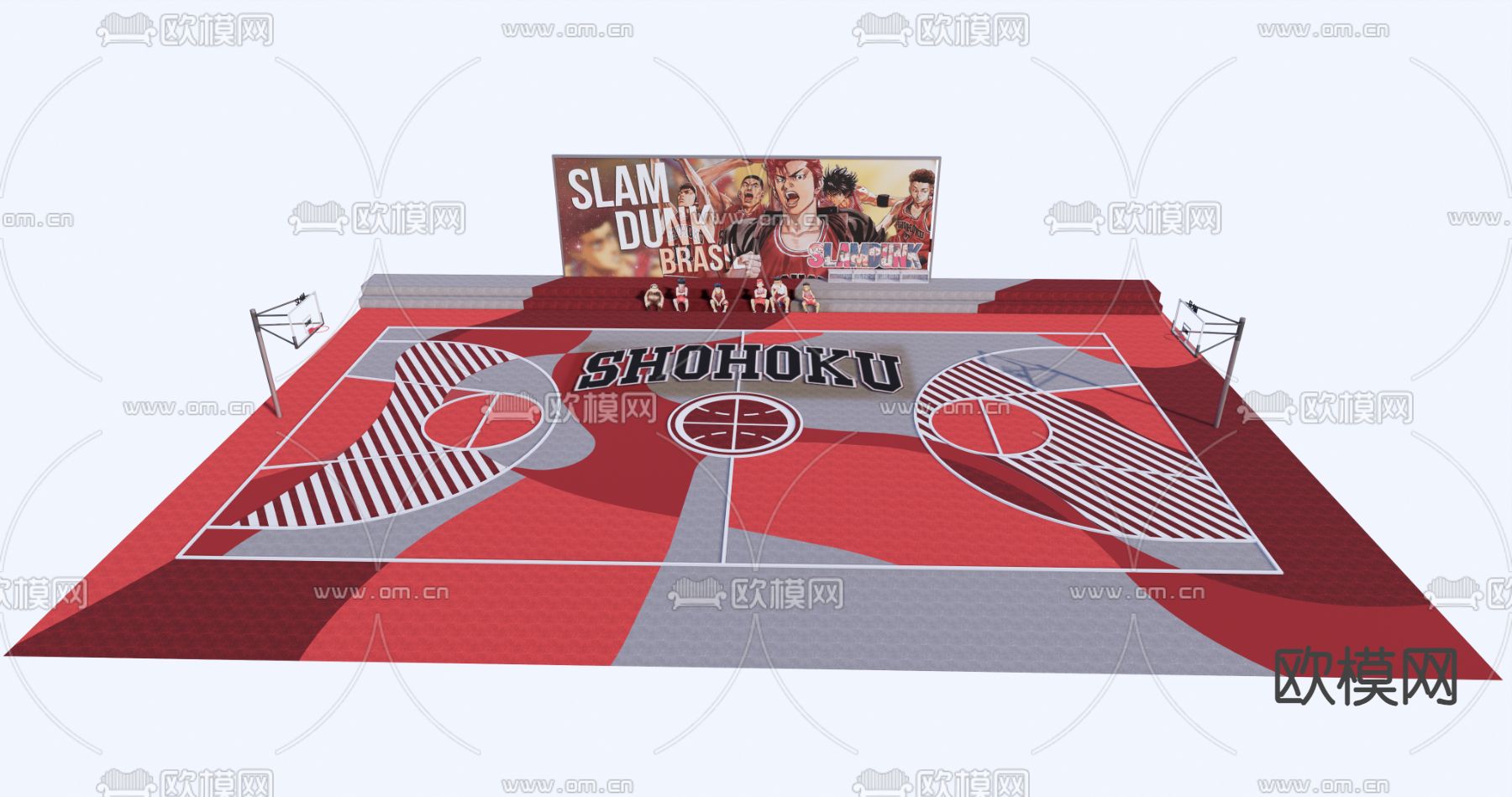 篮球场su模型下载（渲染图2）