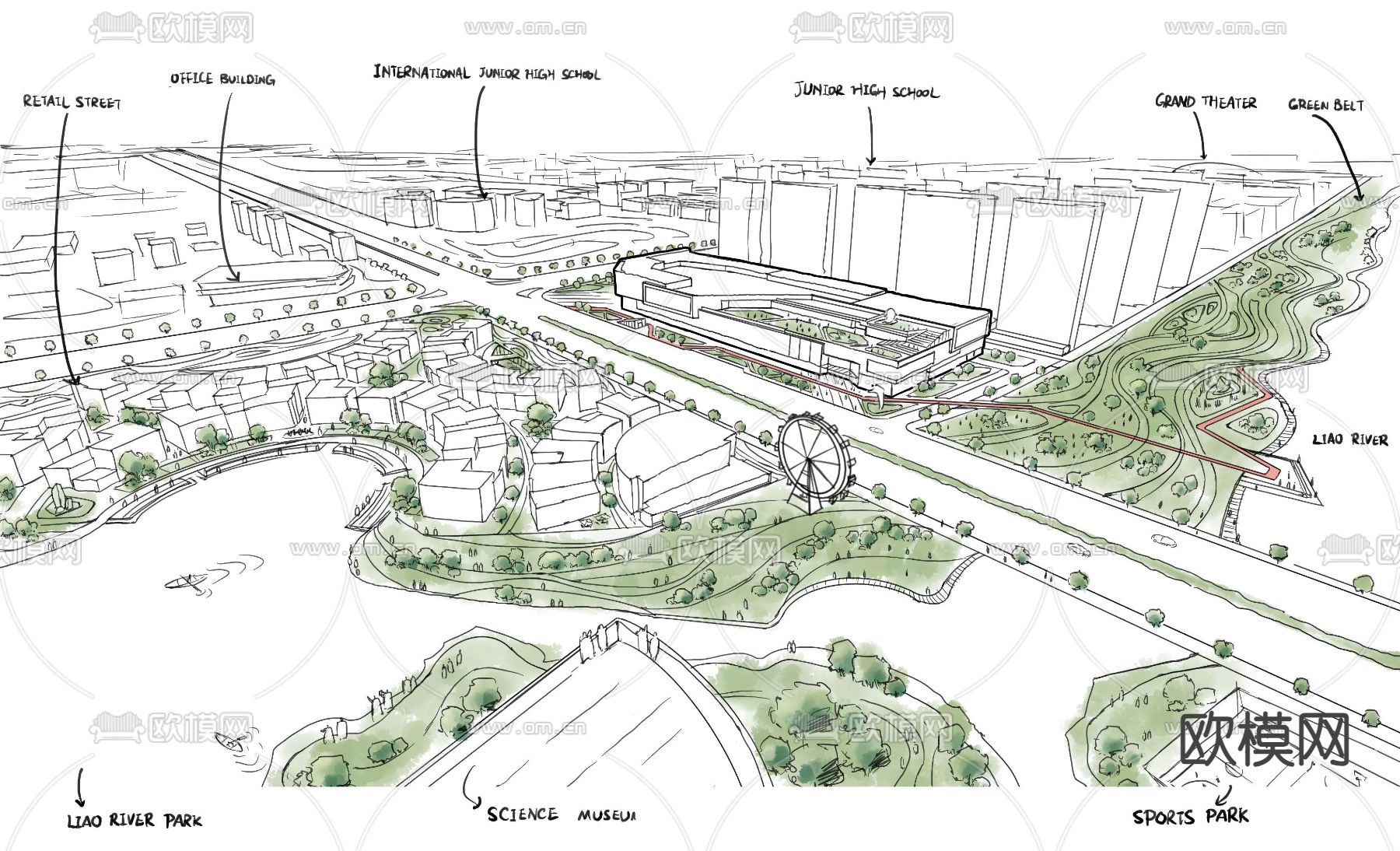 商业综合体su模型下载（渲染图3）
