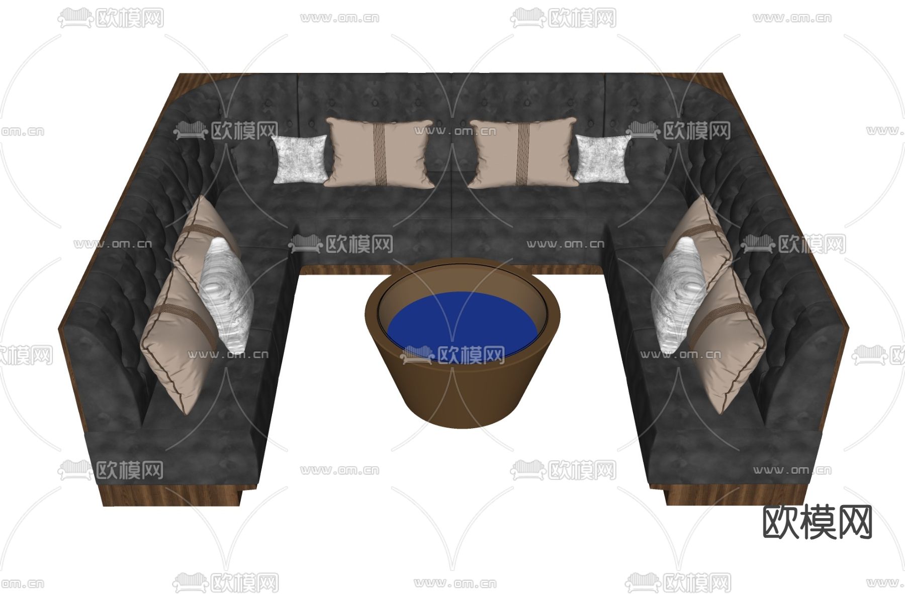 卡座沙发 转角沙发su模型下载（渲染图2）
