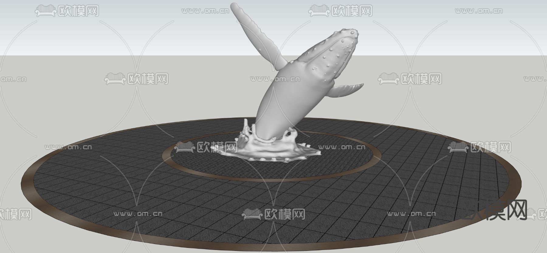 雕塑 鲸鱼小品su模型