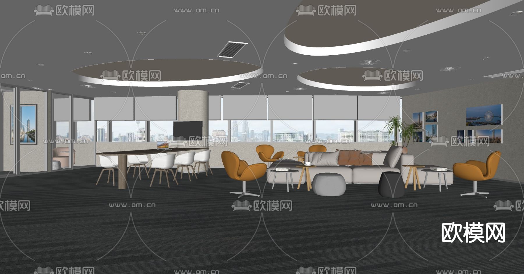 办公室 休闲区su模型下载（渲染图2）