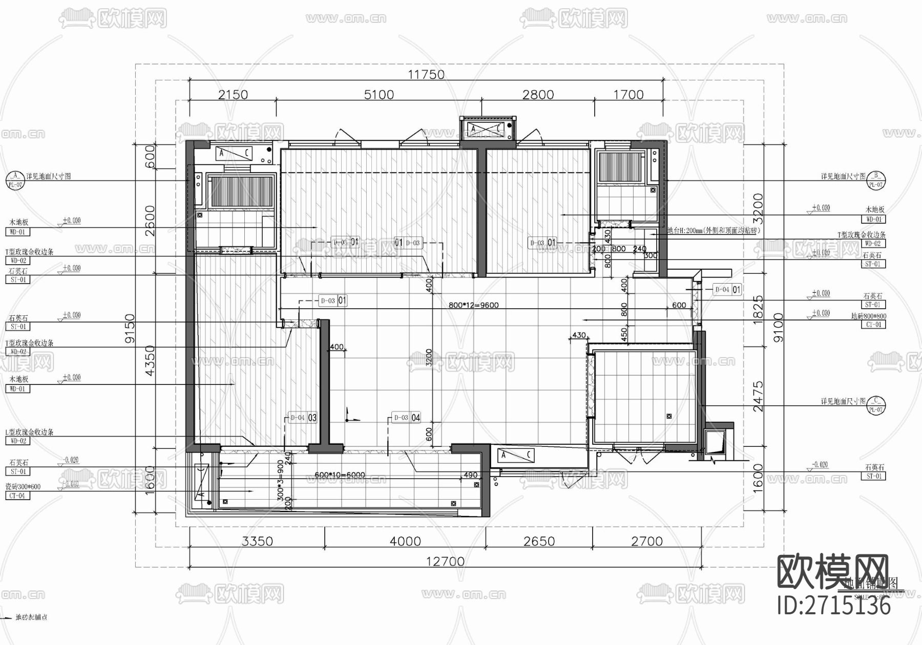 样板房cad平面图下载（渲染图6）