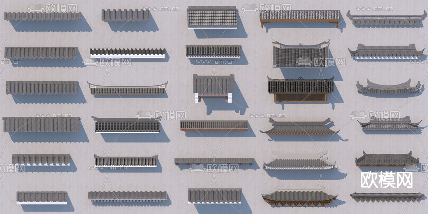 中式屋檐 挑檐 瓦片su模型下载（渲染图1）