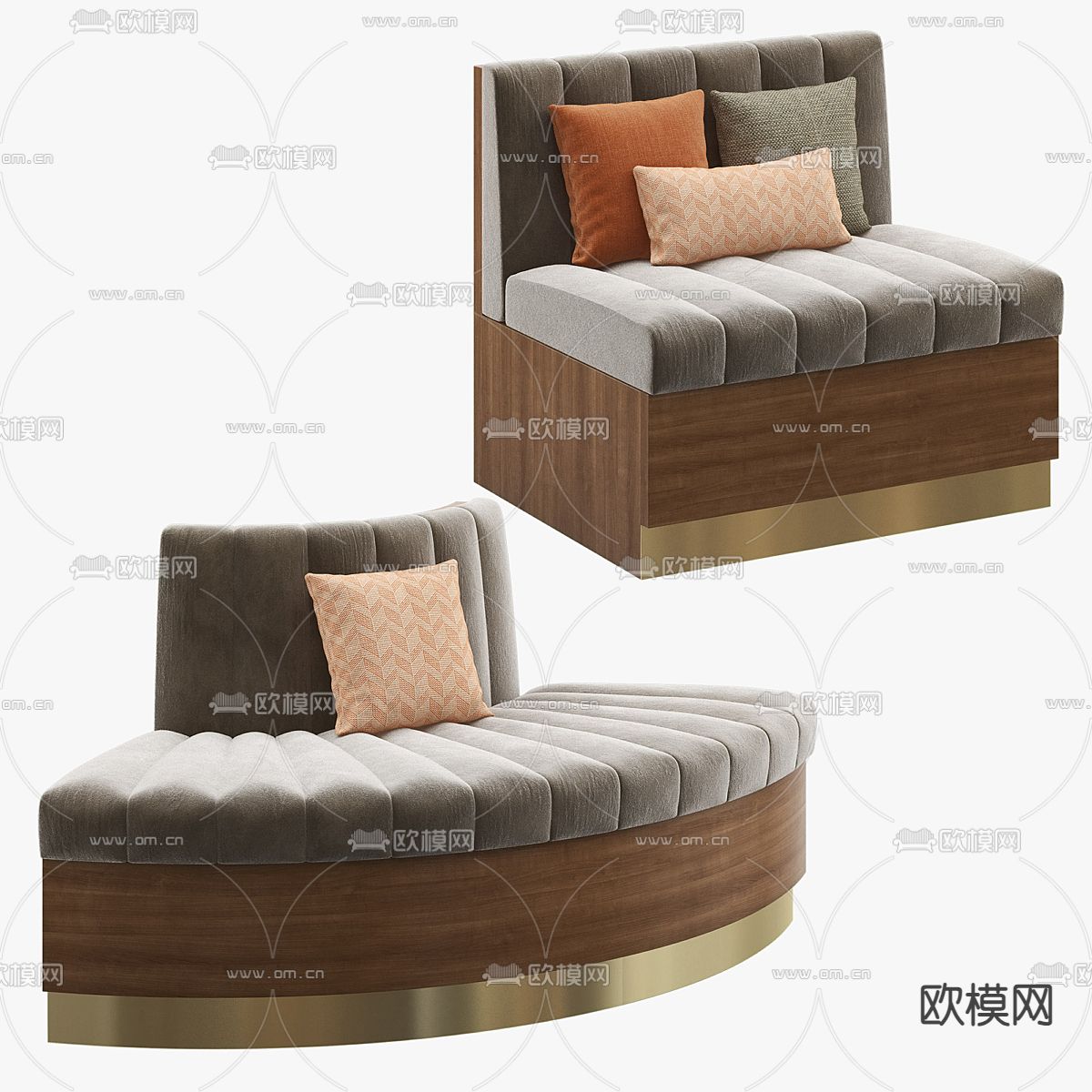 卡座沙发 环岛卡座3d模型下载（渲染图2）