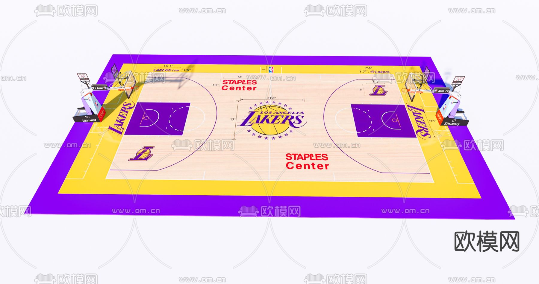 现代篮球场su模型下载（渲染图1）