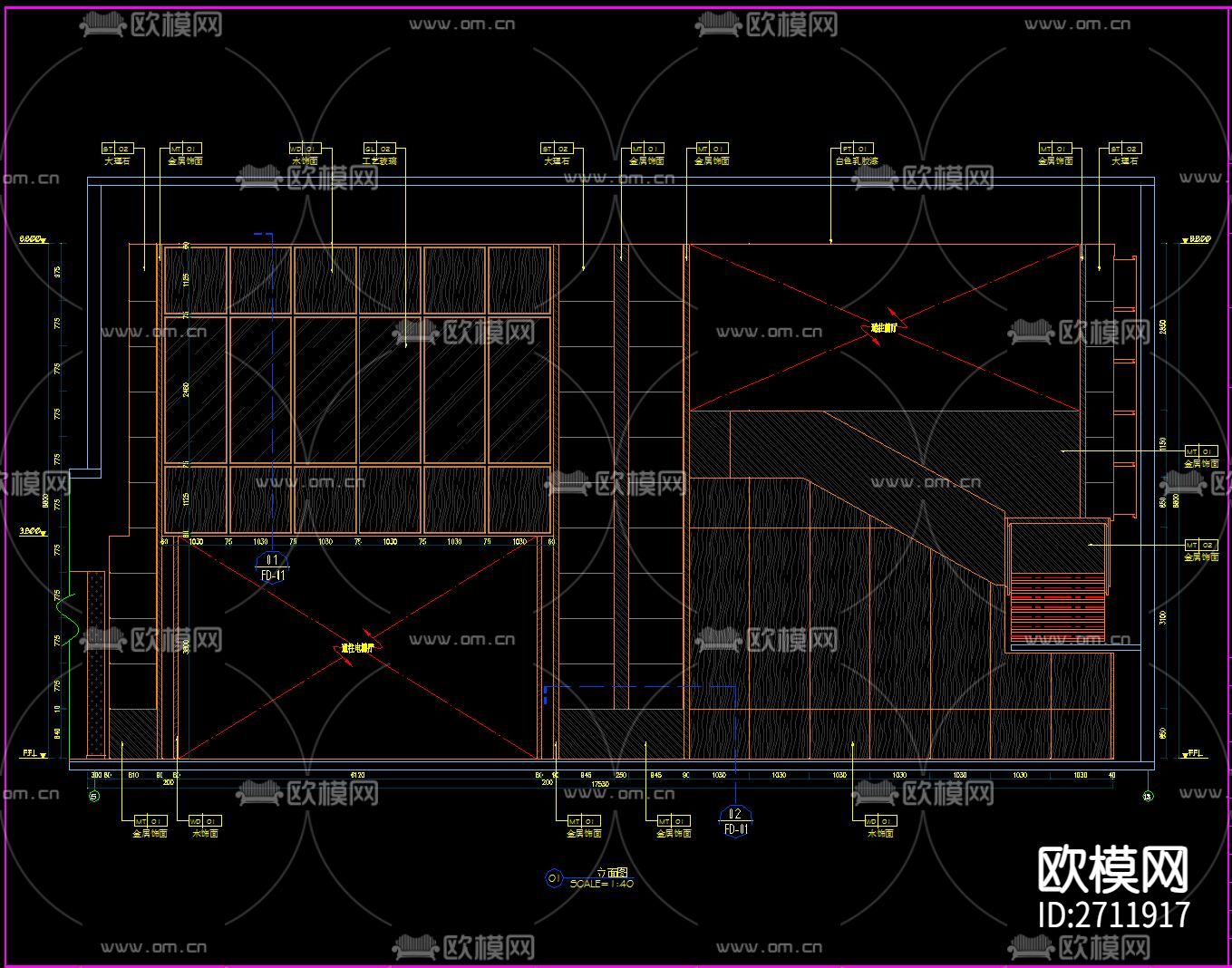 中式办公楼CAD施工图下载（渲染图8）