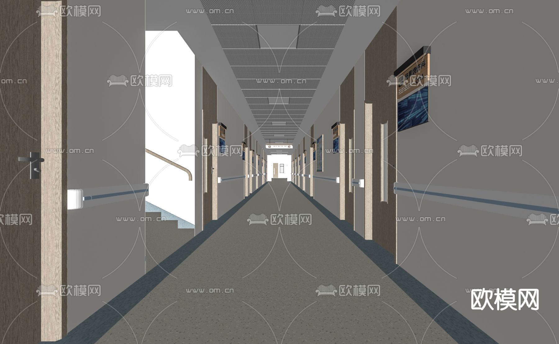 医院门诊走廊 过道su模型下载（渲染图2）