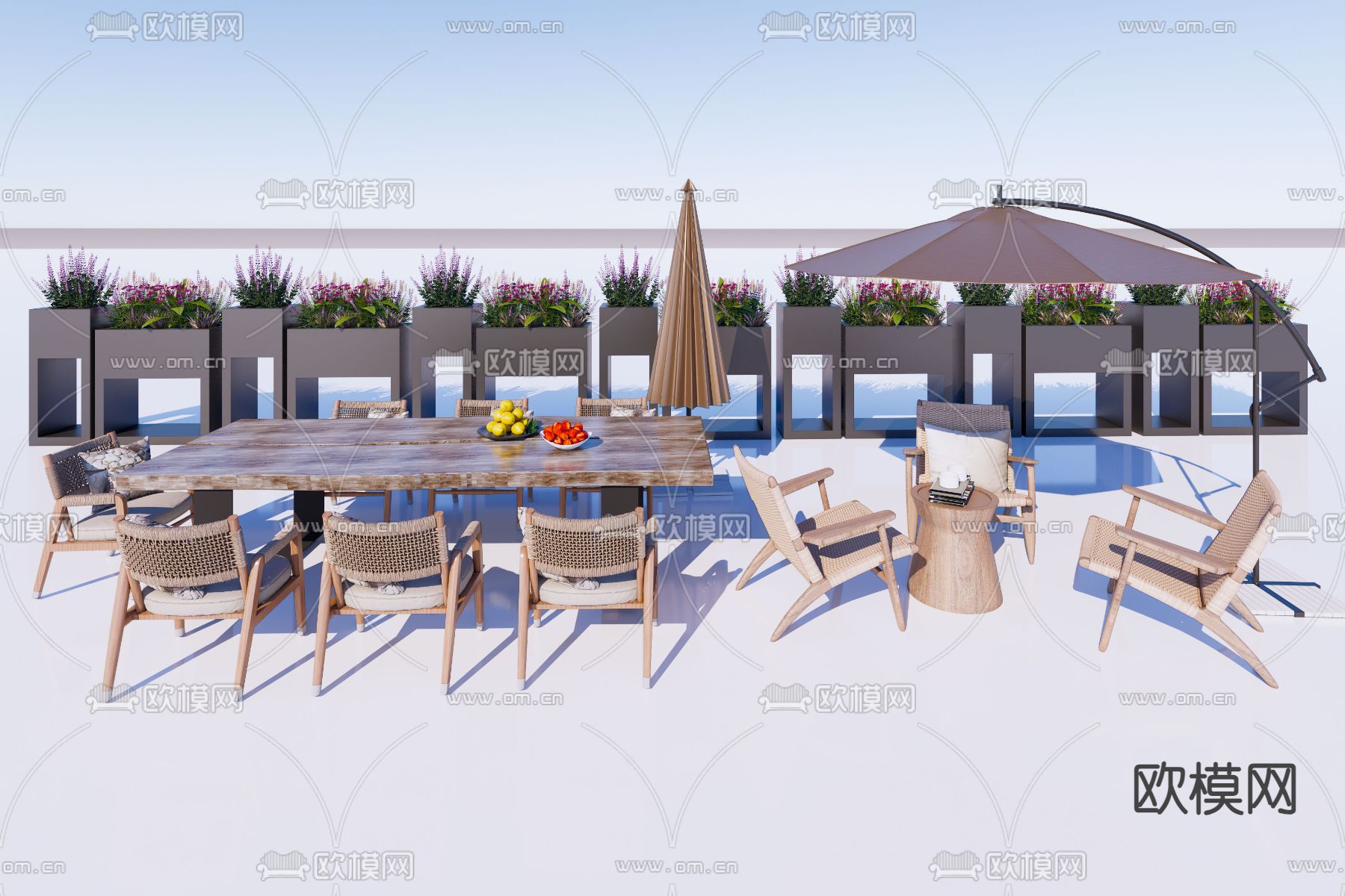 户外桌椅su模型