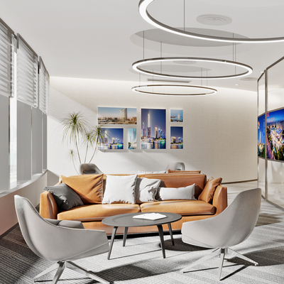  办公室走廊 接待区su模型 