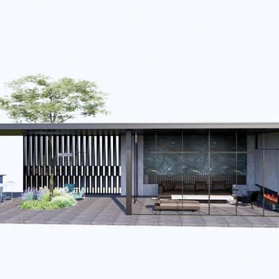 景观廊架su模型